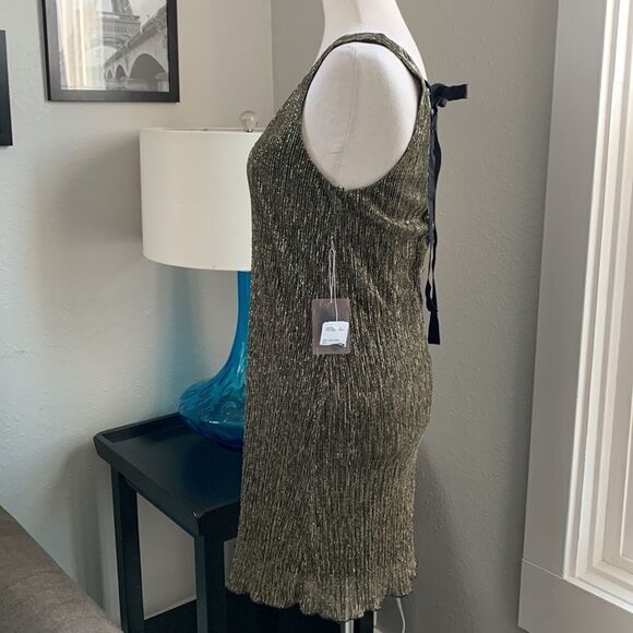 Forever21 Love21 mini dress sleeveless gold sz small - Picture 3 of 16